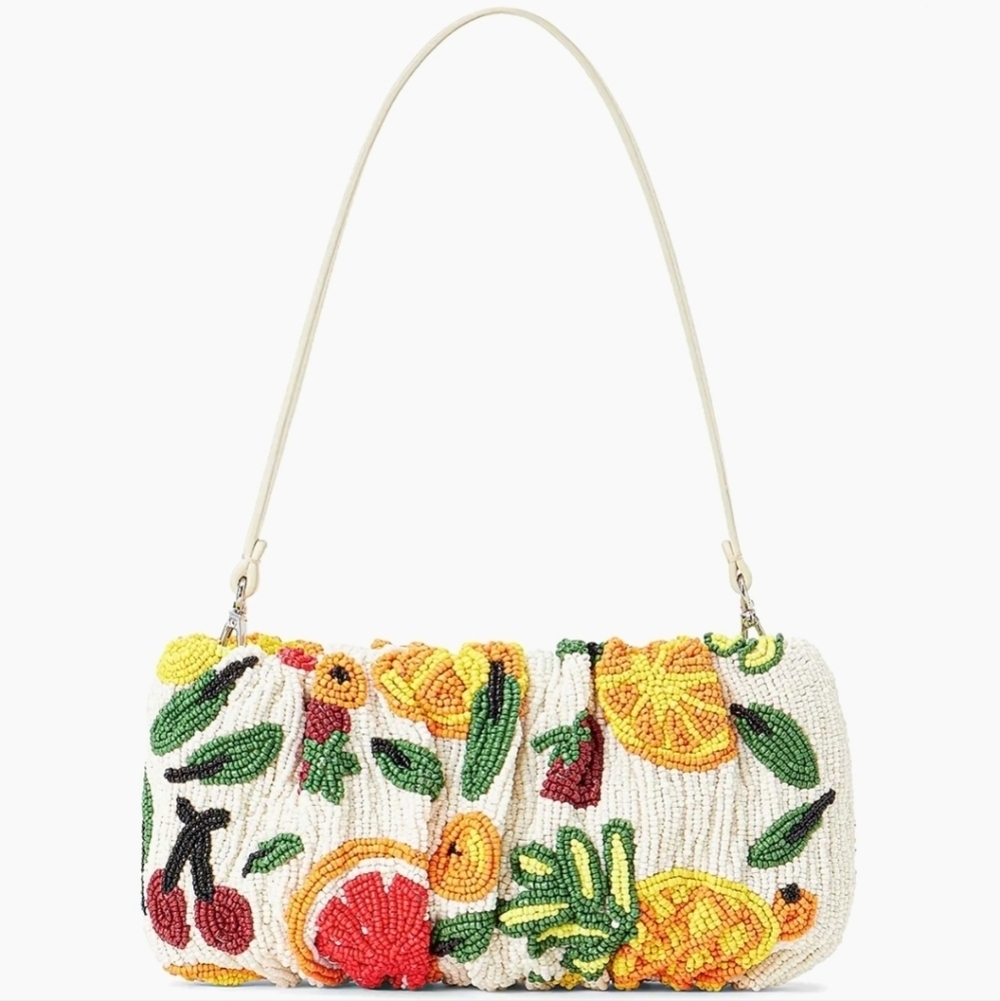 New Staud Beaded Bean Fruit Salad Shoulder Bag/Convertible Clutch NWT - Picture 2 of 14